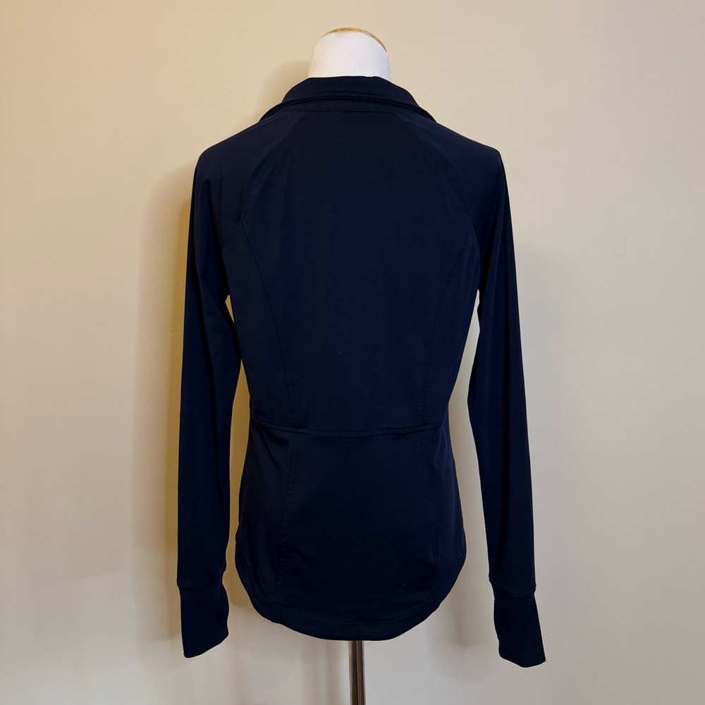Navy Zip Up Jacket Sweater Size XS Lightweight Athleisure Minimalist Lou & Grey - Picture 3 of 7